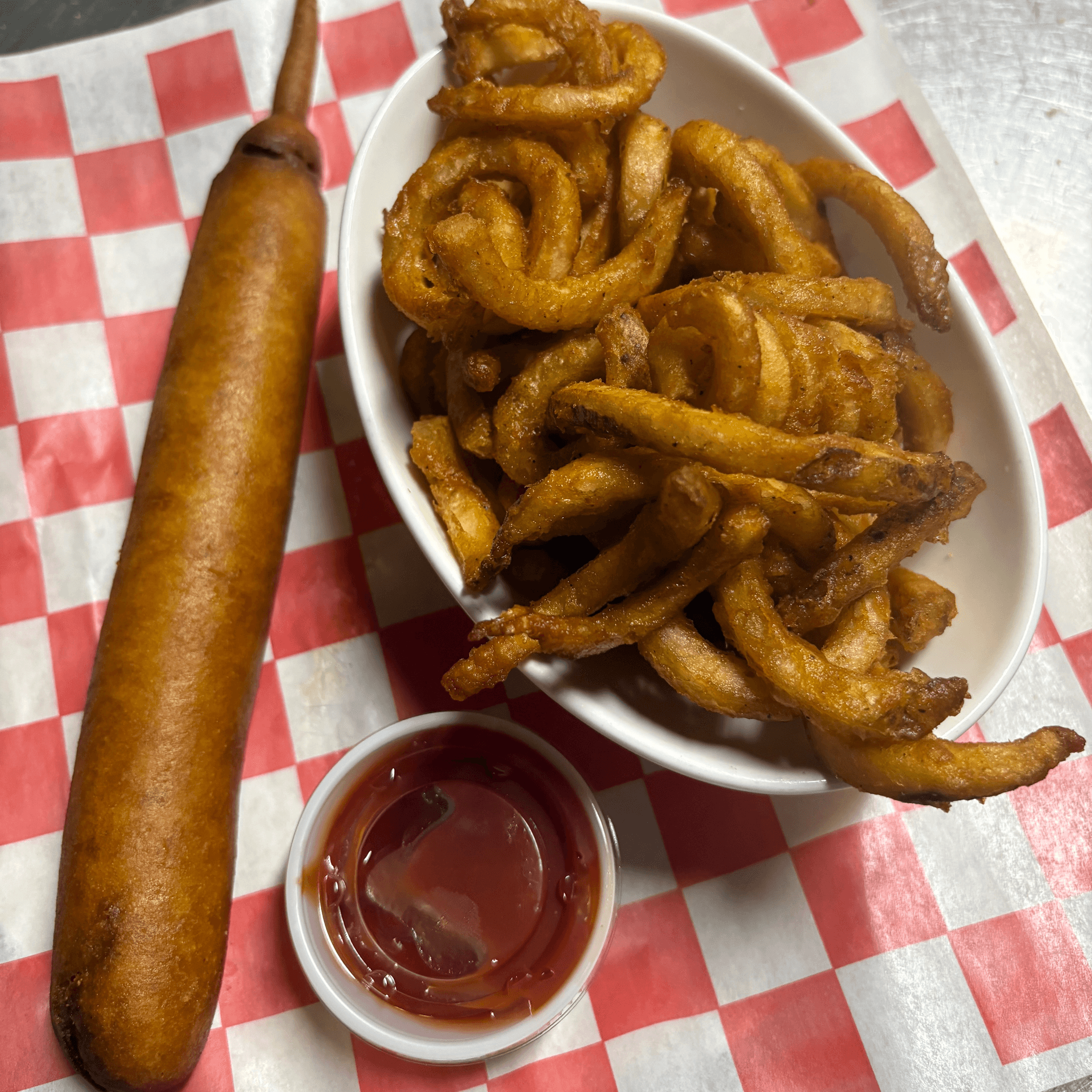 Kids Corn Dogs and Fries.